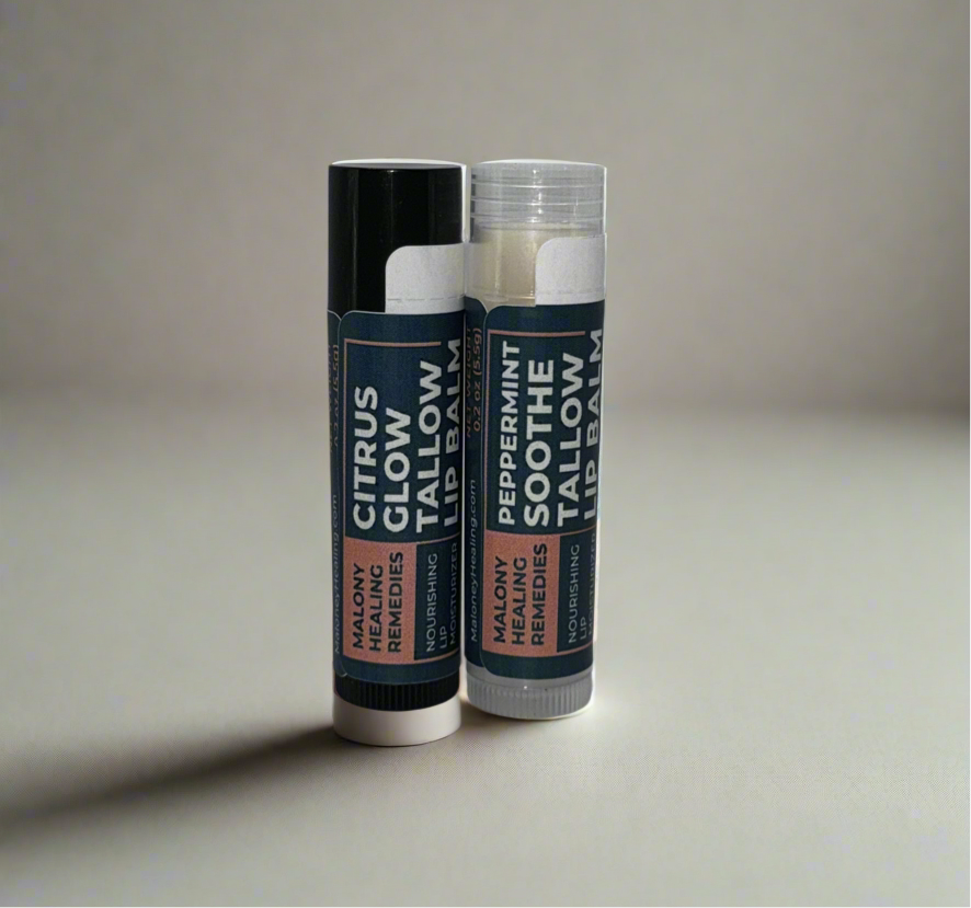 Citrus Glow and Peppermint Soothe Tallow Lip Balm (4 packs 22g)