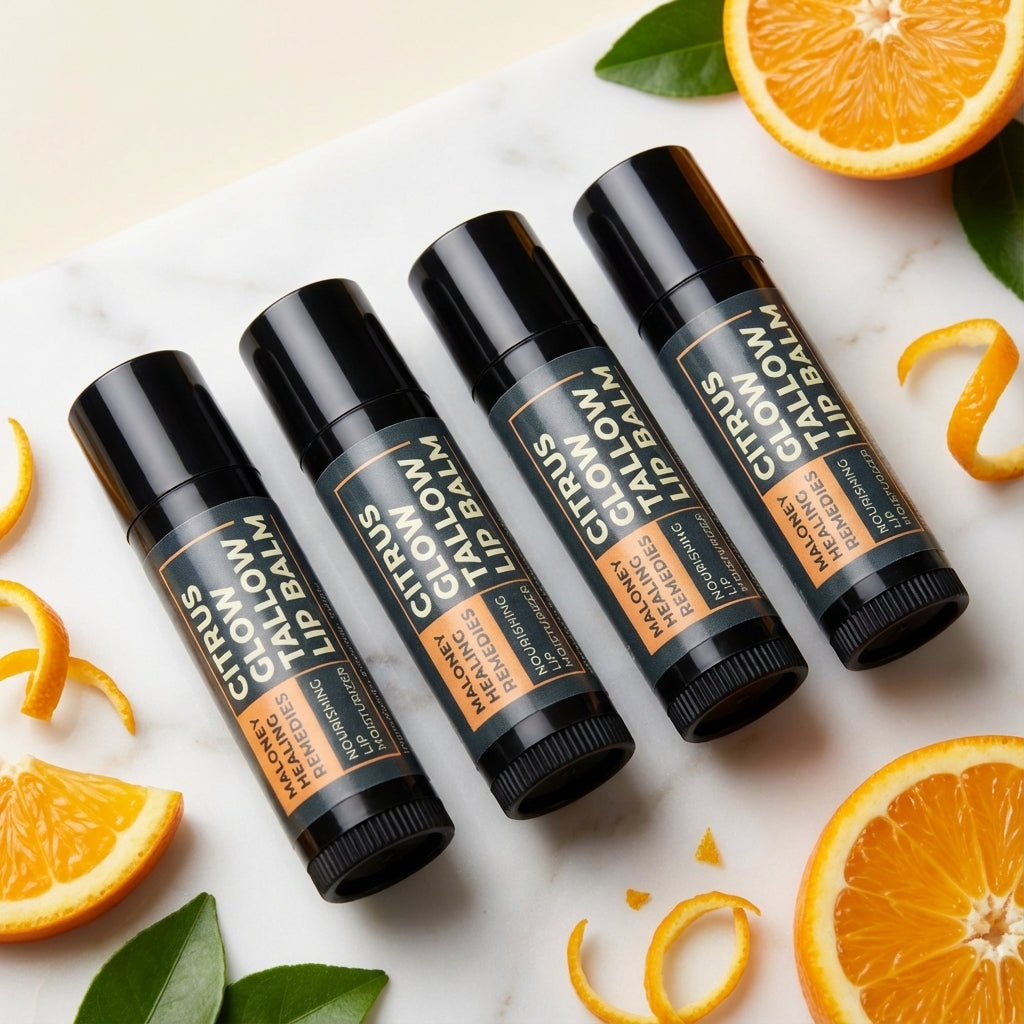 Beef Tallow Lip Balm - Organic Lip Care with Beeswax & Essential Oils