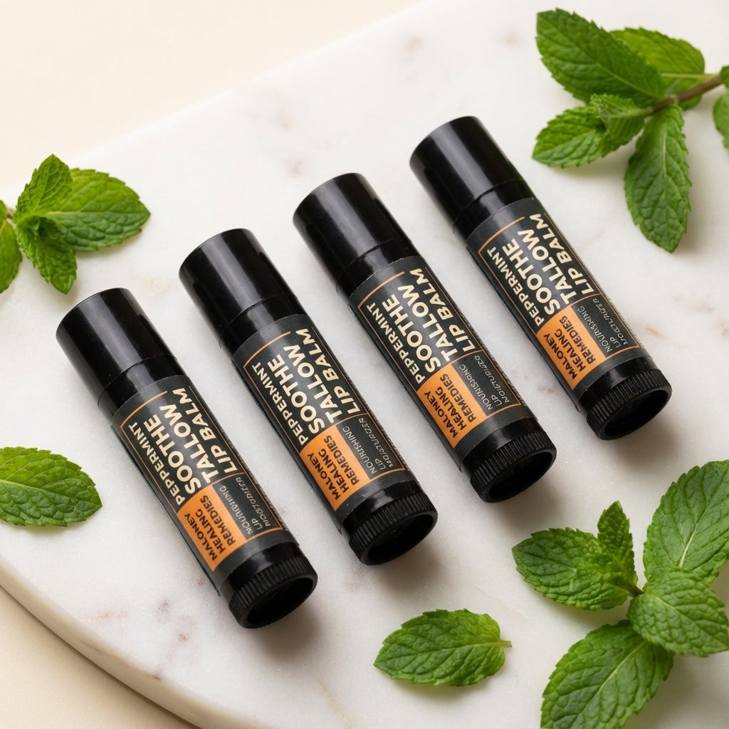 Beef Tallow Lip Balm - Organic Lip Care with Beeswax & Essential Oils