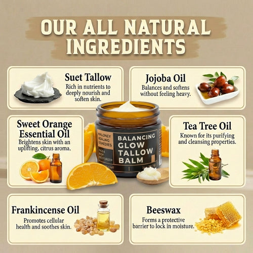 Balancing Glow Tallow Balm | Natural Moisturizer for Oily, Acne-Prone & Combination Skin