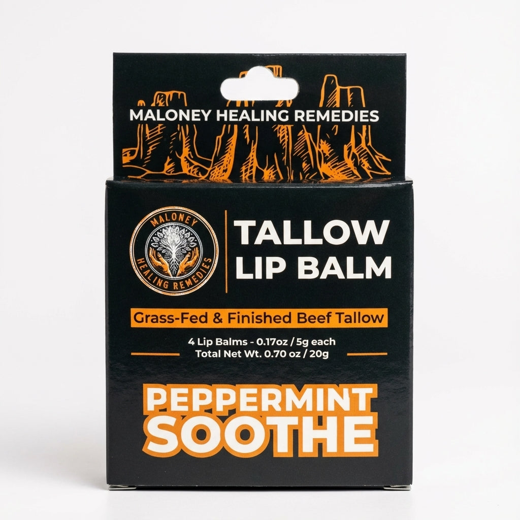 Beef Tallow Lip Balm - Organic Lip Care with Beeswax & Essential Oils